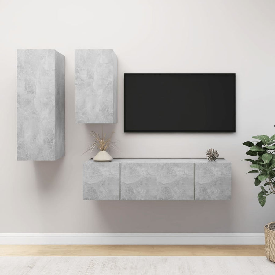 -Delige Tv-Meubelset Spaanplaat 60 x 30 x 30 cm Betongrijs