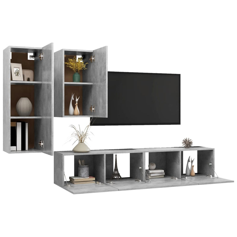 -Delige Tv-Meubelset Spaanplaat 80 x 30 x 30 cm Betongrijs