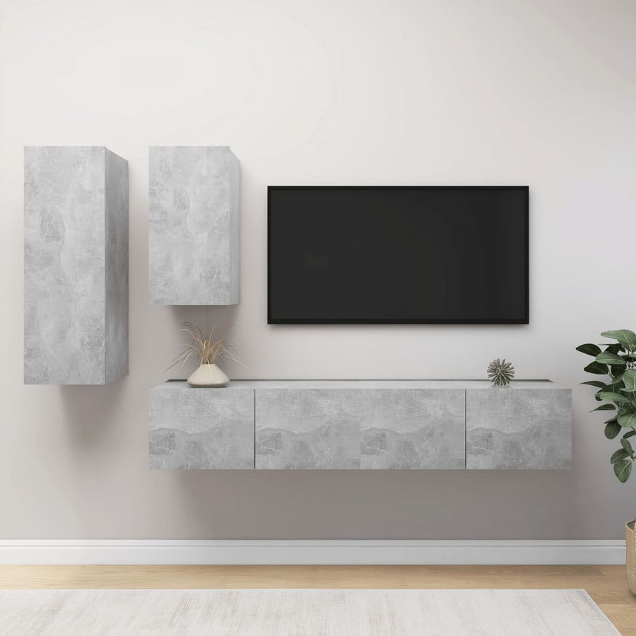 -Delige Tv-Meubelset Spaanplaat 80 x 30 x 30 cm Betongrijs