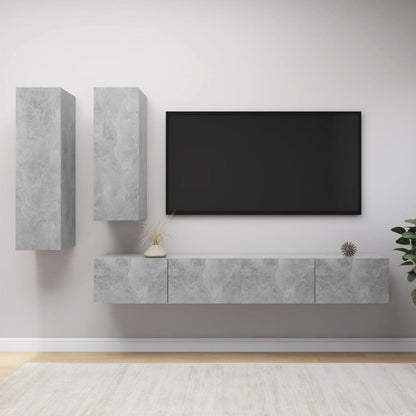 4-Delige Tv-Meubelset Spaanplaat Betongrijs 100 x 30 x 30 cm