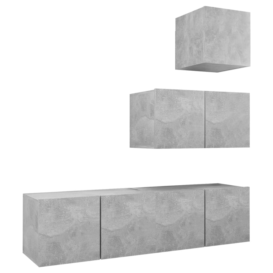 4-Delige Tv-Meubelset Spaanplaat 60 x 30 x 30 cm Betongrijs