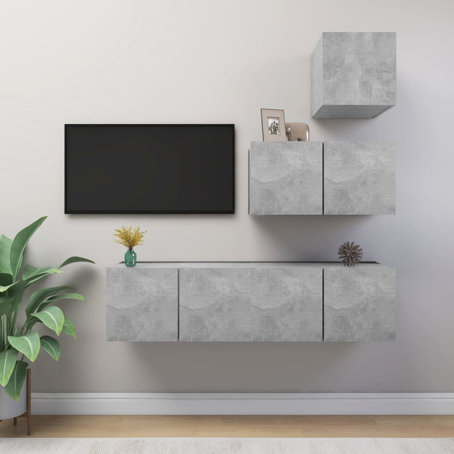 4-Delige Tv-Meubelset Spaanplaat 60 x 30 x 30 cm Betongrijs