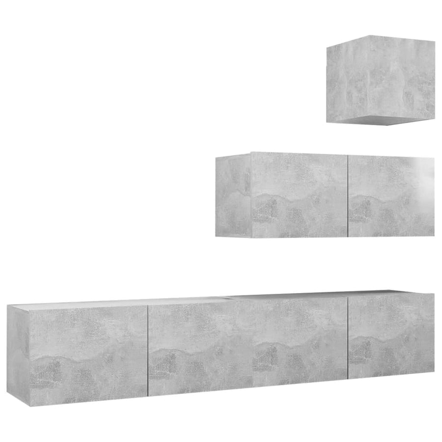 4-Delige Tv-Meubelset Spaanplaat 80 x 30 x 30 cm Betongrijs
