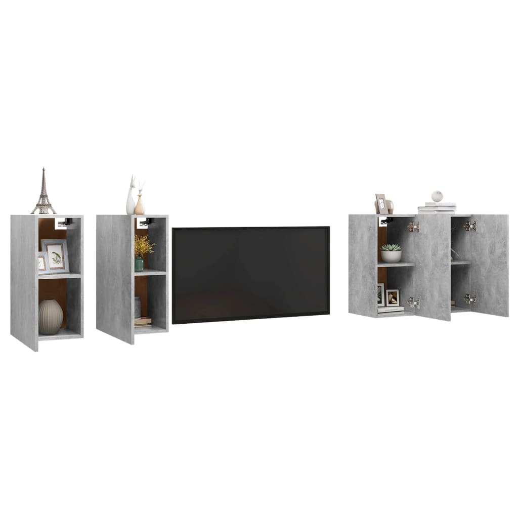 Tv-Meubelen 4 St 30,5X30X60 Cm Bewerkt Hout Betongrijs