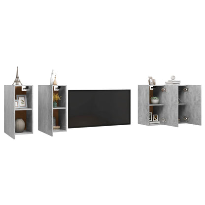 Tv-Meubelen 4 St 30,5X30X60 Cm Bewerkt Hout Betongrijs
