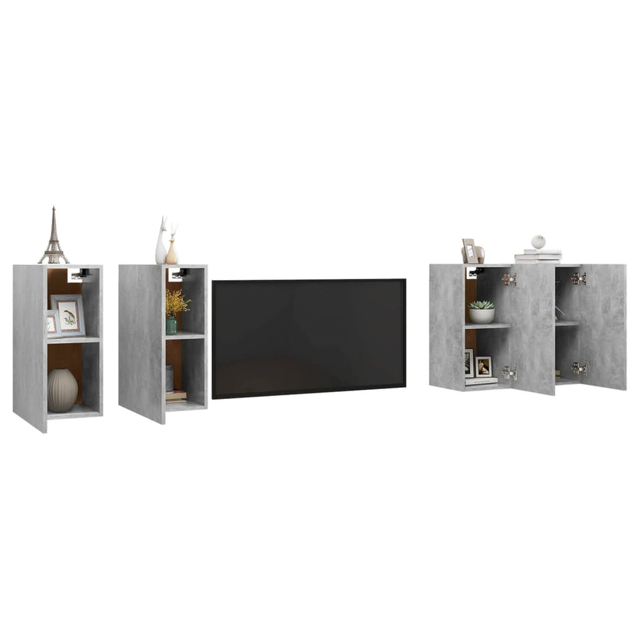 Tv-Meubelen 4 St 30,5X30X60 Cm Bewerkt Hout Betongrijs