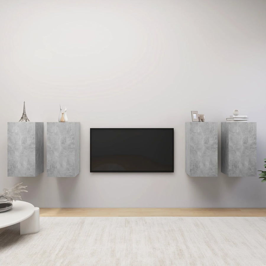 Tv-Meubelen 4 St 30,5X30X60 Cm Bewerkt Hout Betongrijs