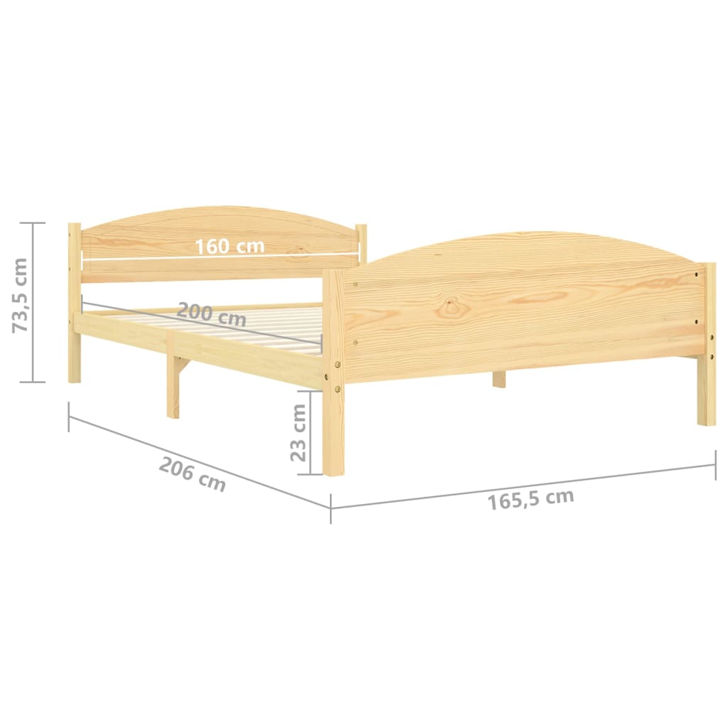 Bedframe Massief Grenenhout 160 x 200 cm Bruin