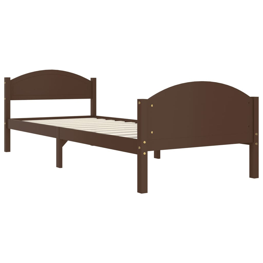 Bedframe Massief Grenenhout 100 x 200 cm Donkerbruin