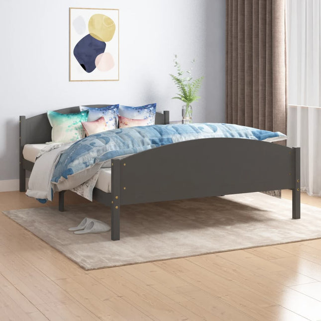 Bedframe Massief Grenenhout 160 x 200 cm Donkergrijs