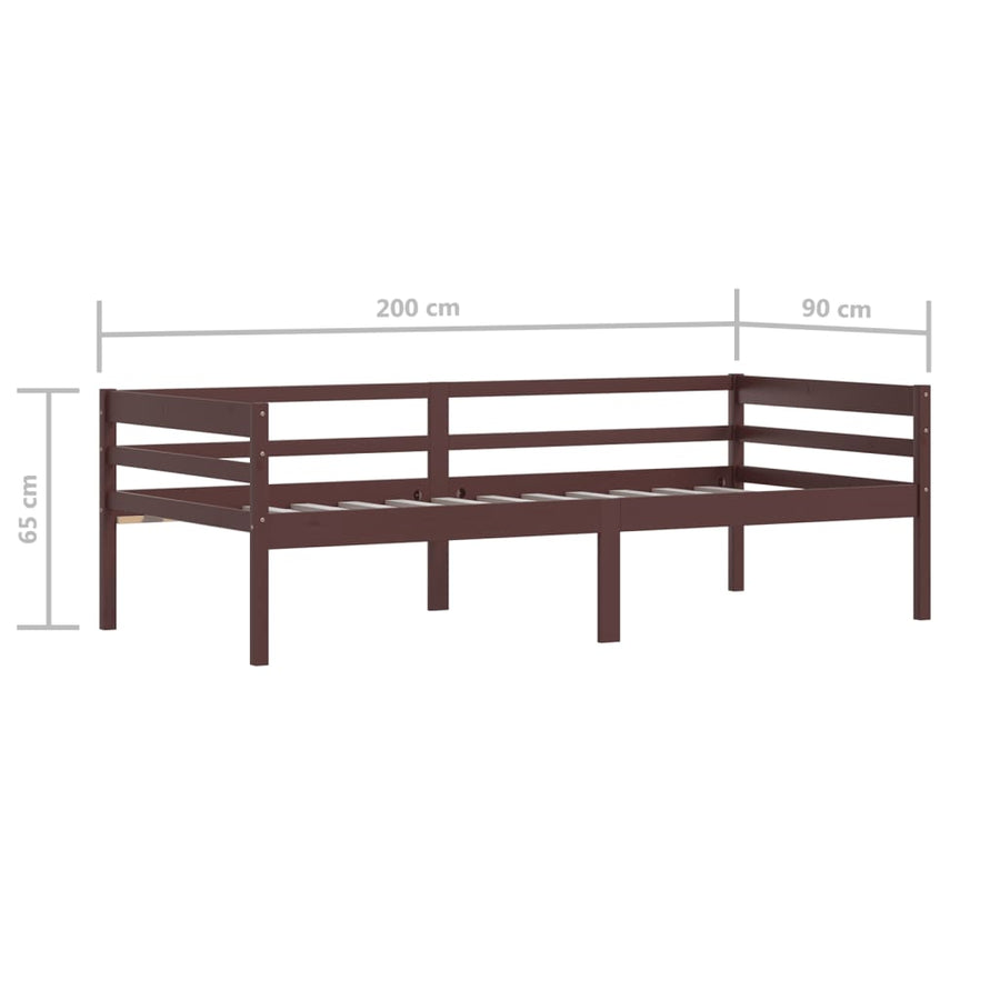 Bedframe Massief Grenenhout 90X200 Cm Donkerbruin