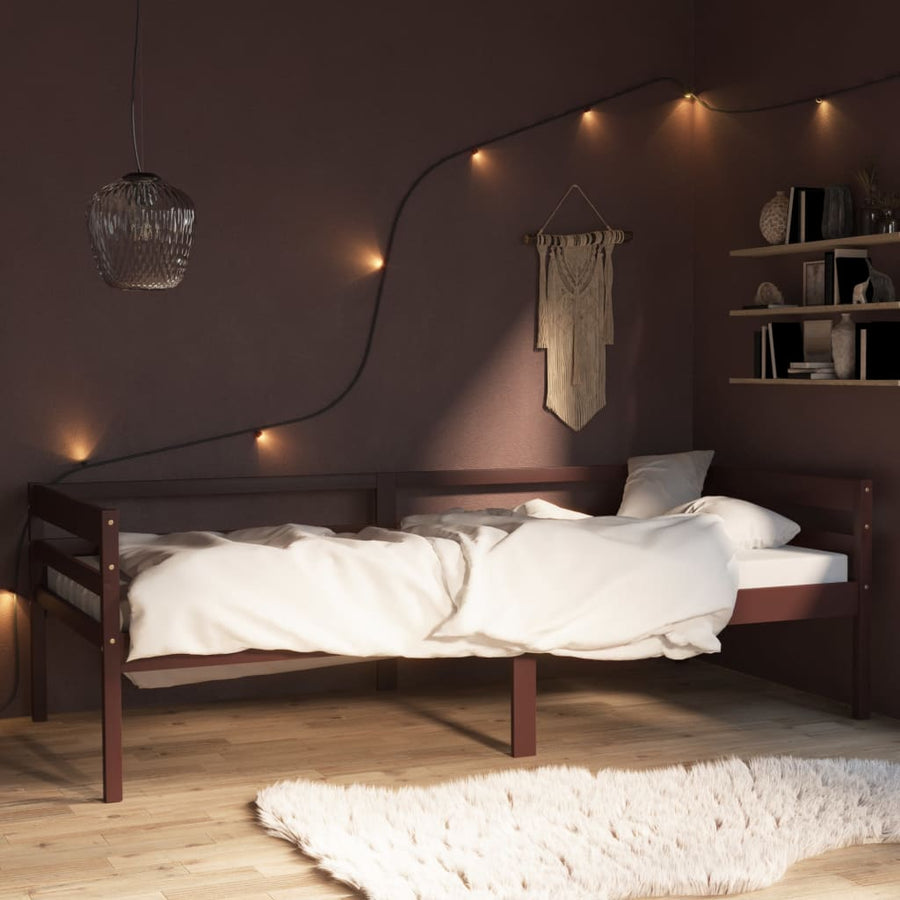 Bedframe Massief Grenenhout 90X200 Cm Donkerbruin