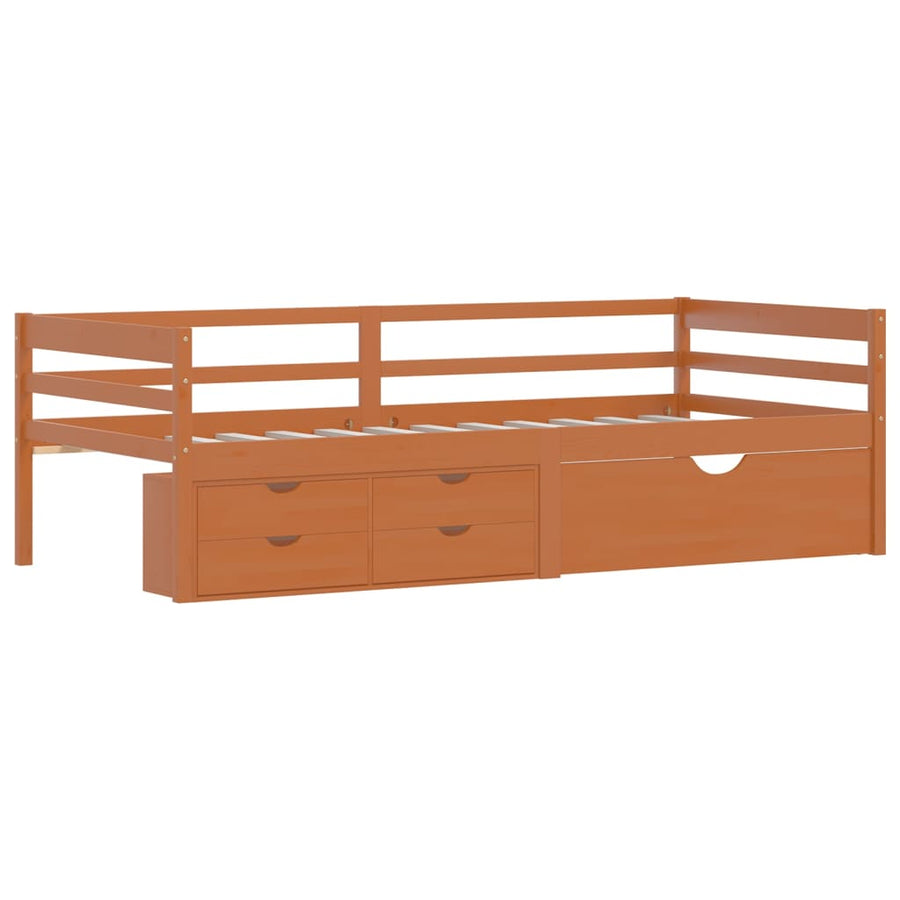 Bedframe Met Lades En Kast Grenenhout 90X200 Cm Honingbruin