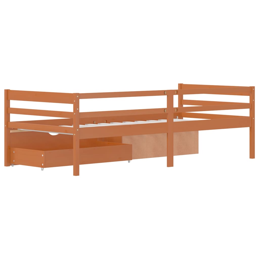 Bedframe Met Lades En Kast Grenenhout 90X200 Cm Honingbruin