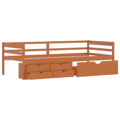 Bedframe Met Lades En Kast Grenenhout 90X200 Cm Honingbruin