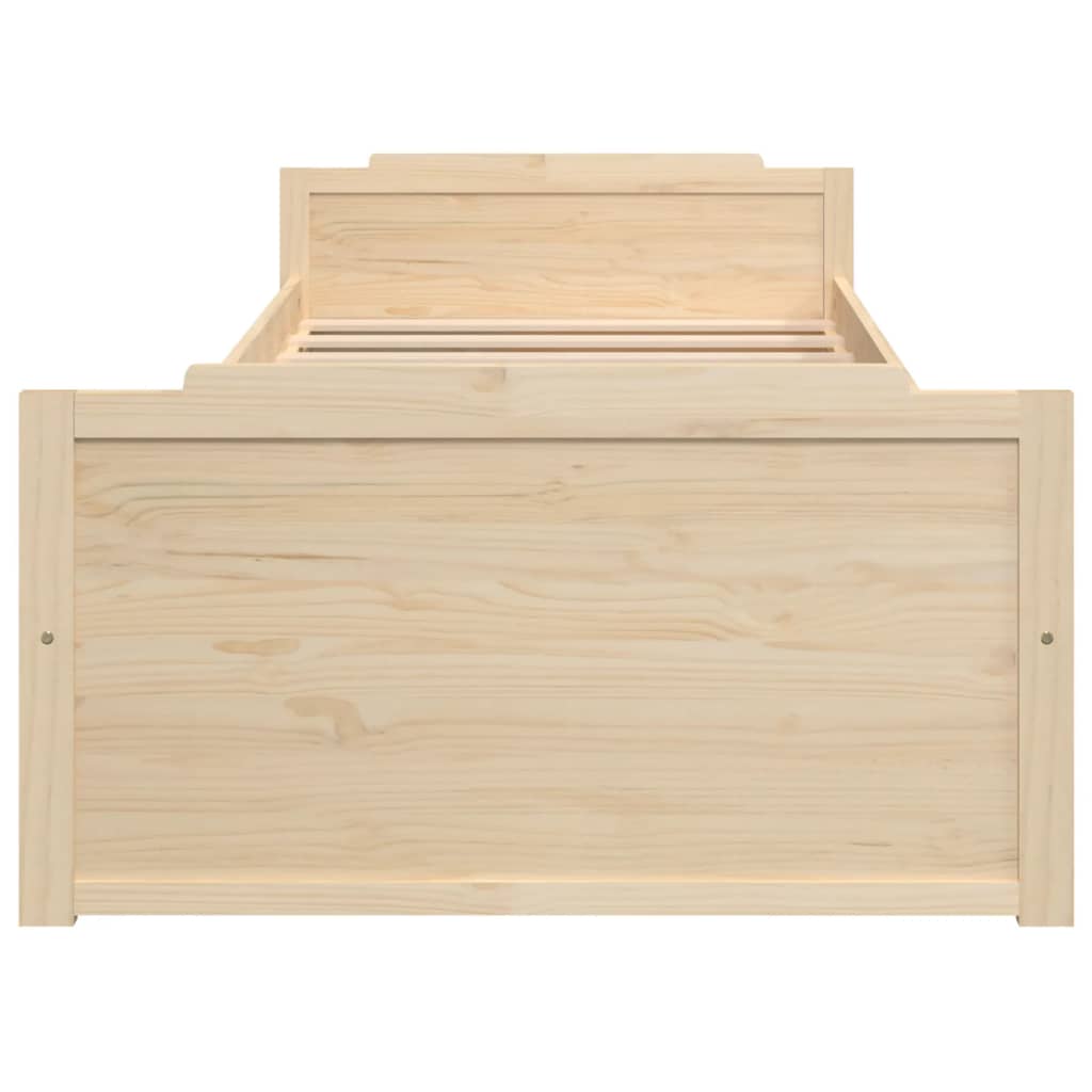 Bedframe Met Lades Massief Grenenhout 90X200 Cm Bruin