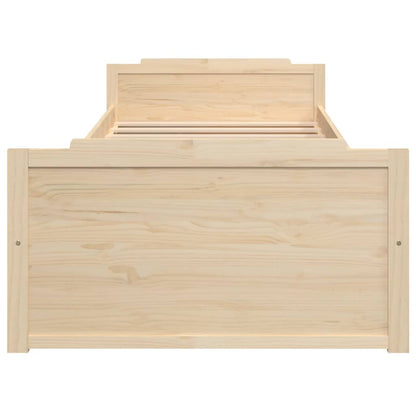 Bedframe Met Lades Massief Grenenhout 90X200 Cm Bruin