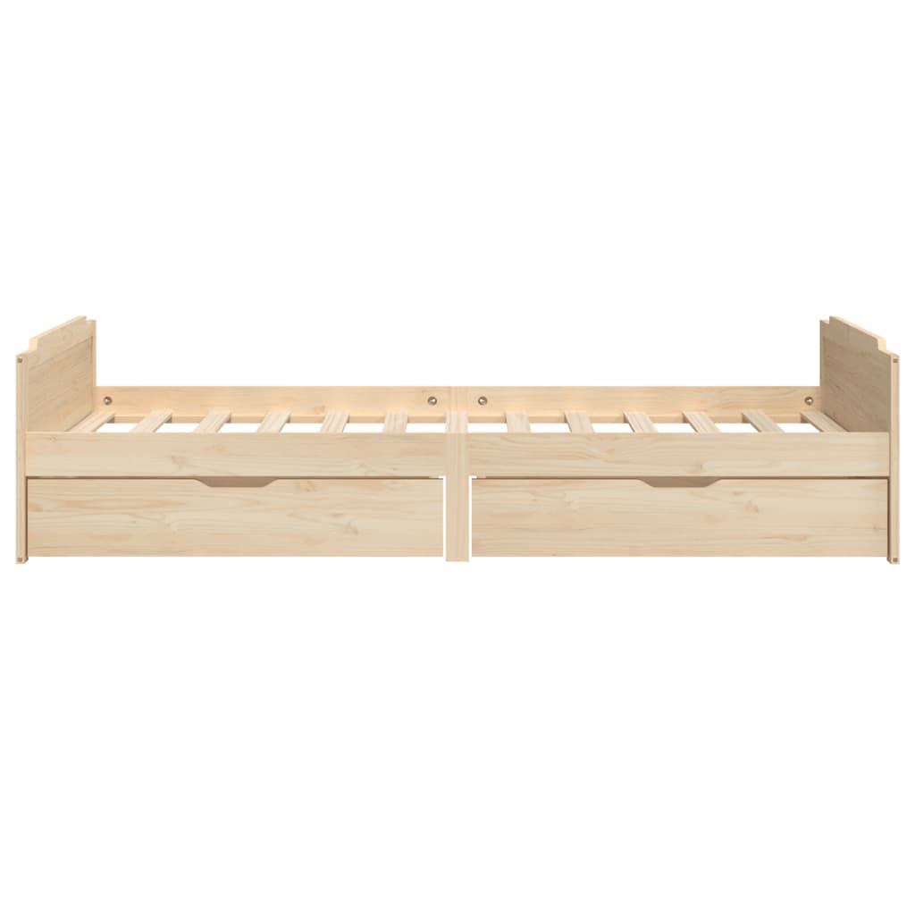 Bedframe Met Lades Massief Grenenhout 90X200 Cm Bruin