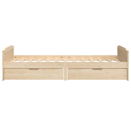 Bedframe Met Lades Massief Grenenhout 90X200 Cm Bruin