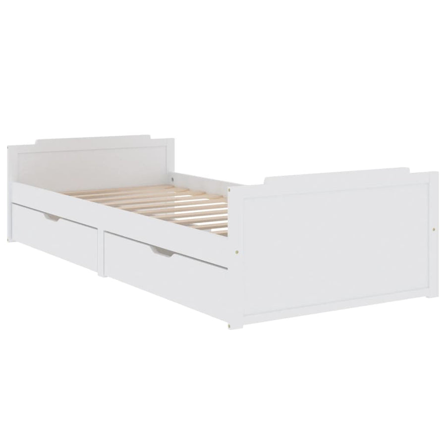 Bedframe Met Lades Massief Grenenhout 90X200 Cm Wit