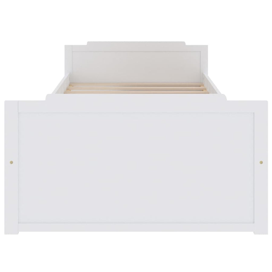 Bedframe Met Lades Massief Grenenhout 90X200 Cm Wit