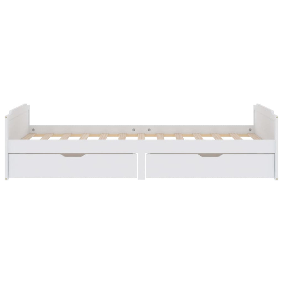 Bedframe Met Lades Massief Grenenhout 90X200 Cm Wit