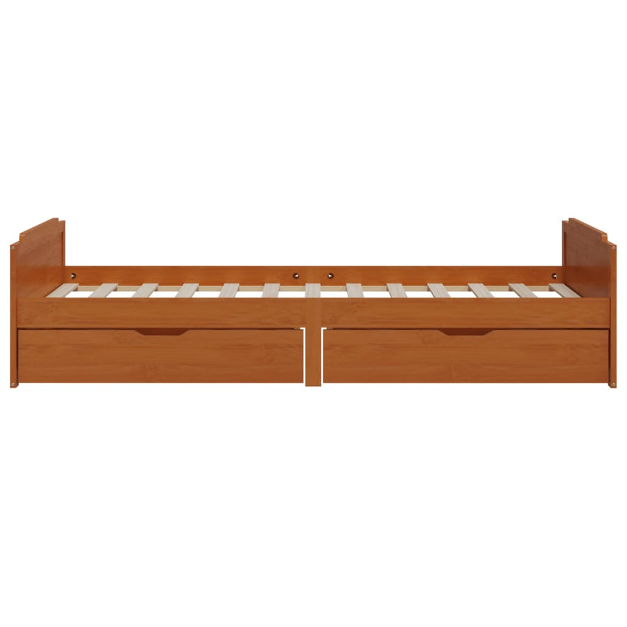Bedframe Met Lades Massief Grenenhout 90X200 Cm Honingbruin