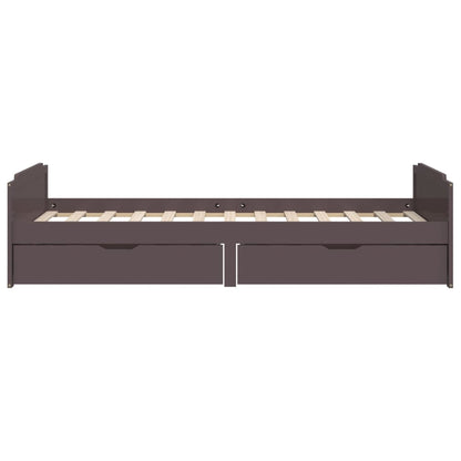 Bedframe Met Lades Massief Grenenhout Donkerbruin 90X200 Cm