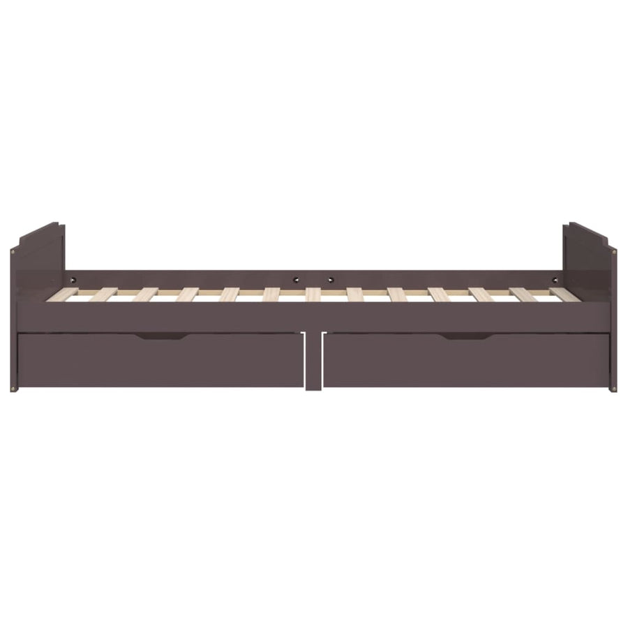 Bedframe Met Lades Massief Grenenhout Donkerbruin 90X200 Cm