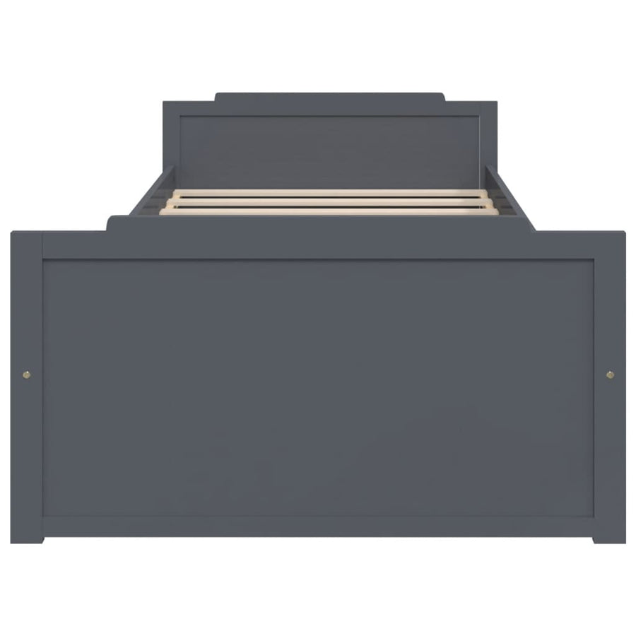 Bedframe Met Lades Massief Grenenhout 90X200 Cm Donkergrijs