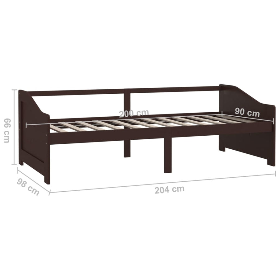 Bedbank 3-Zits Massief Grenenhout 90X200 Cm Donkerbruin