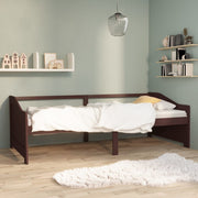 Bedbank 3-zits 90x200 cm massief grenenhout donkerbruin
