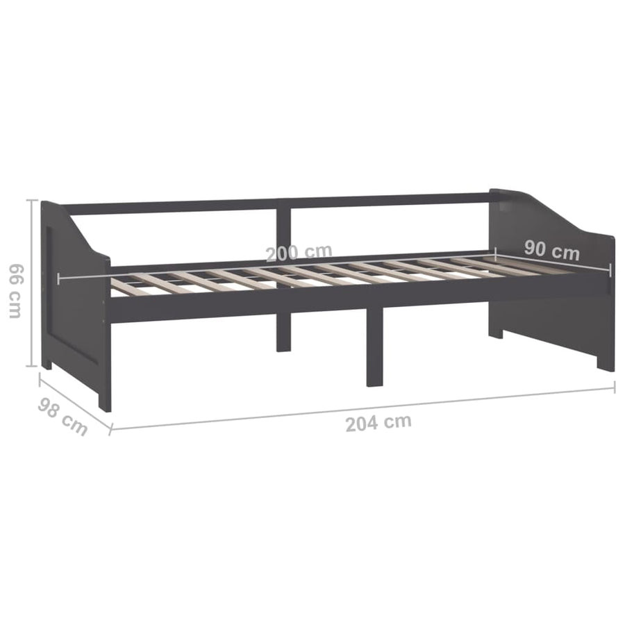 Bedbank 3-Zits Massief Grenenhout 90X200 Cm Donkergrijs