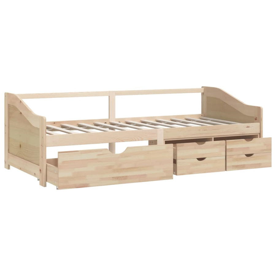 Bedbank 3-Zits Met Lades Massief Grenenhout 90X200 Cm Bruin