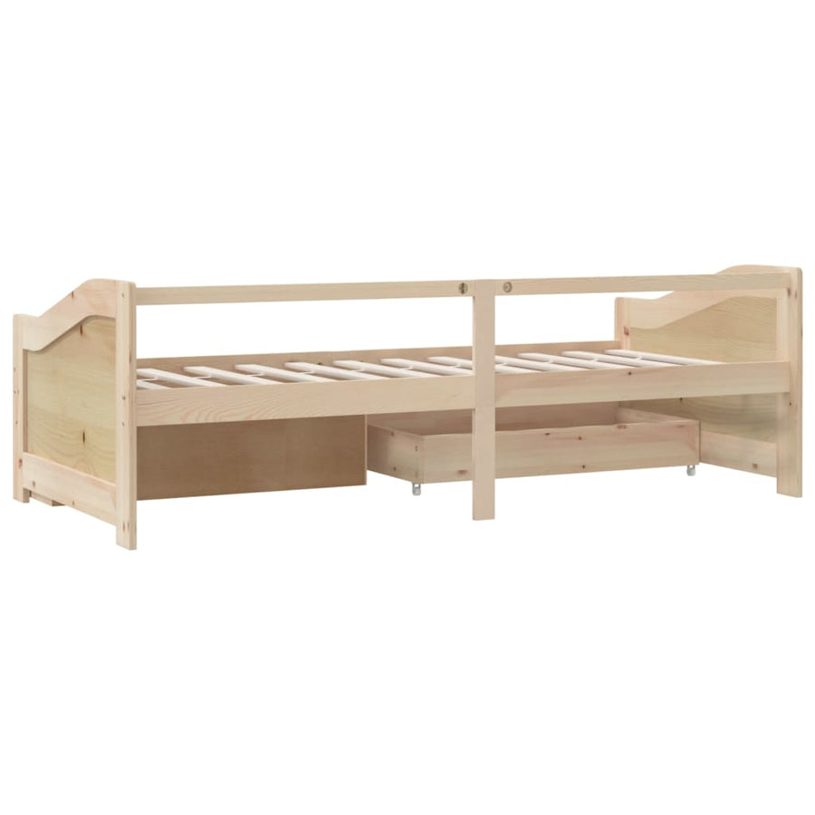 Bedbank 3-Zits Met Lades Massief Grenenhout 90X200 Cm Bruin