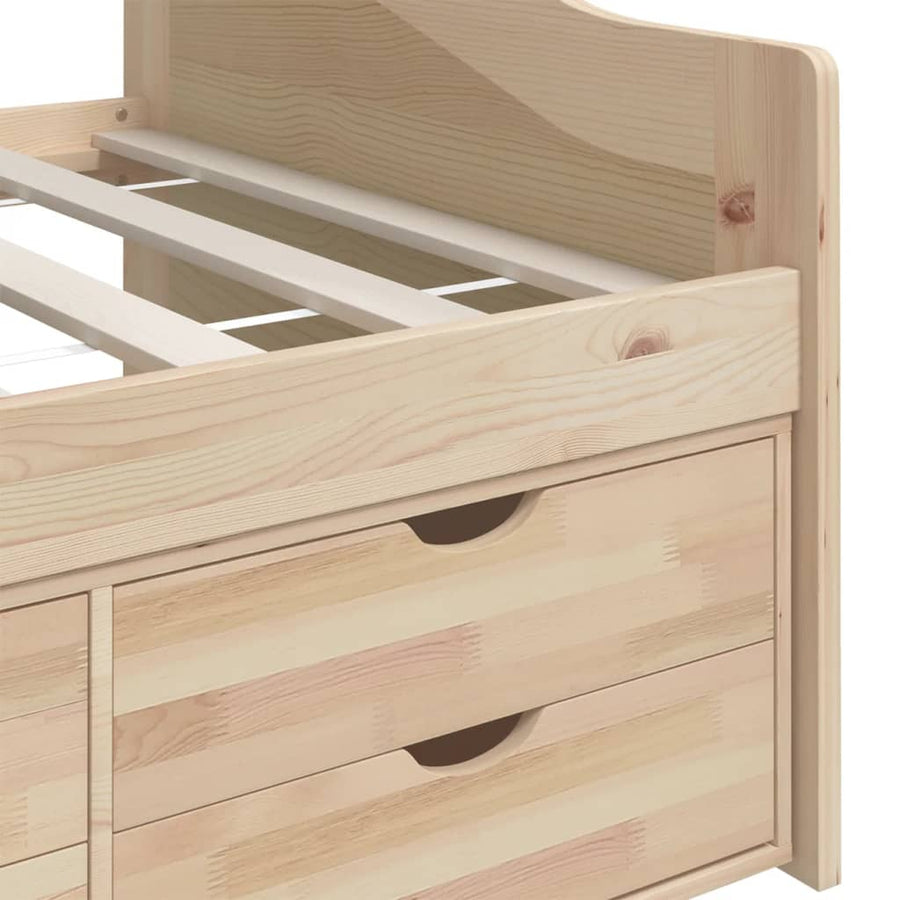 Bedbank 3-Zits Met Lades Massief Grenenhout 90X200 Cm Bruin
