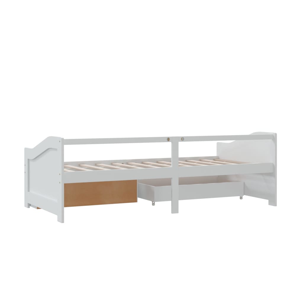 Bedbank 3-Zits Met Lades Massief Grenenhout 90X200 Cm Wit