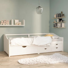Bedbank 3-Zits Met Lades Massief Grenenhout 90X200 Cm Wit