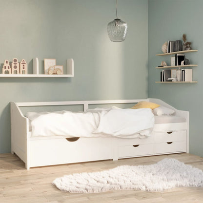 Bedbank 3-Zits Met Lades Massief Grenenhout 90X200 Cm Wit
