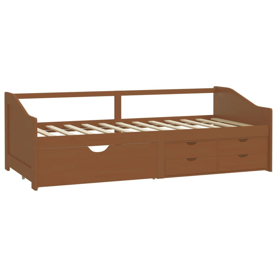 Bedbank 3-Zits Met Lades Grenenhout 90X200 Cm Honingbruin