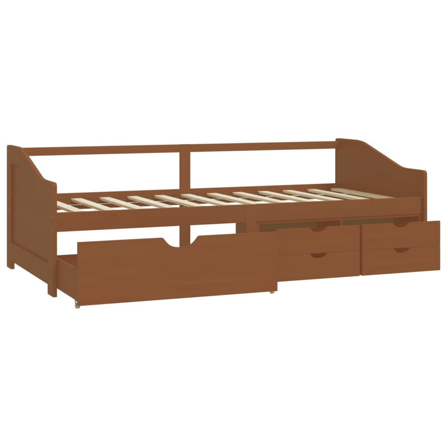 Bedbank 3-Zits Met Lades Grenenhout 90X200 Cm Honingbruin