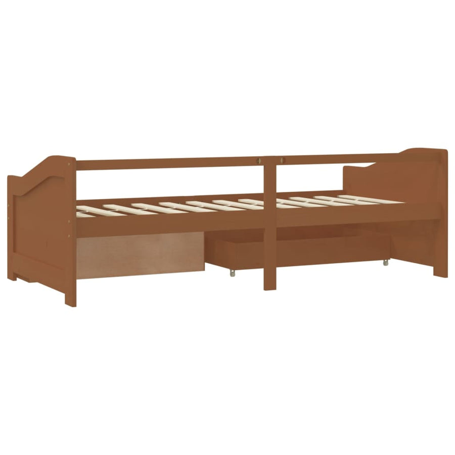 Bedbank 3-Zits Met Lades Grenenhout 90X200 Cm Honingbruin