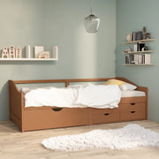 Bedbank 90x200 cm grenenhout honingbruin met lades