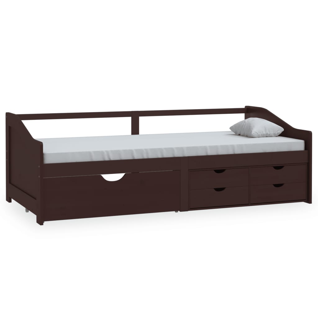 Bedbank 3-Zits Met Lades Grenenhout 90X200 Cm Donkerbruin