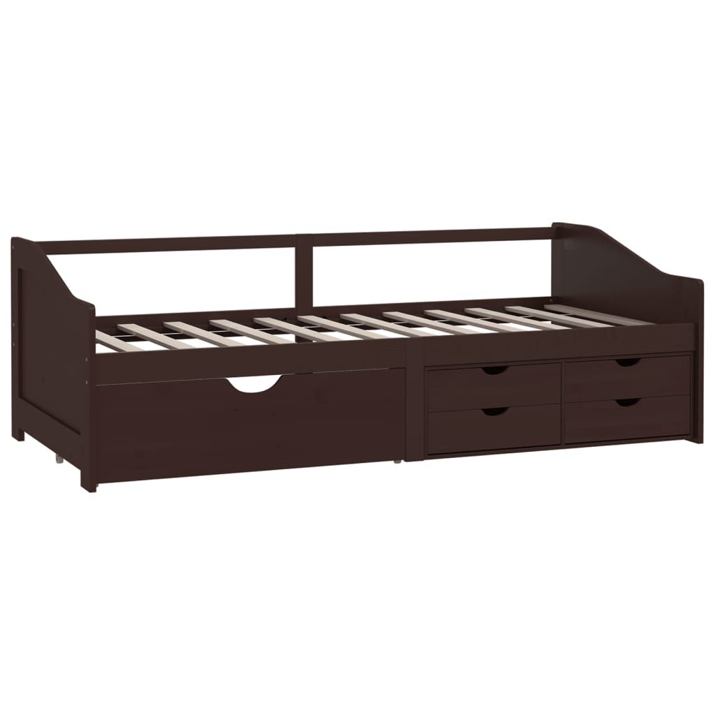 Bedbank 3-Zits Met Lades Grenenhout 90X200 Cm Donkerbruin