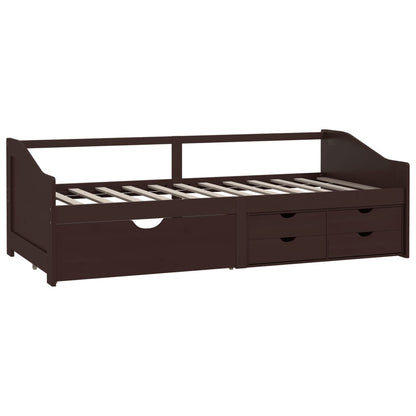 Bedbank 3-Zits Met Lades Grenenhout 90X200 Cm Donkerbruin