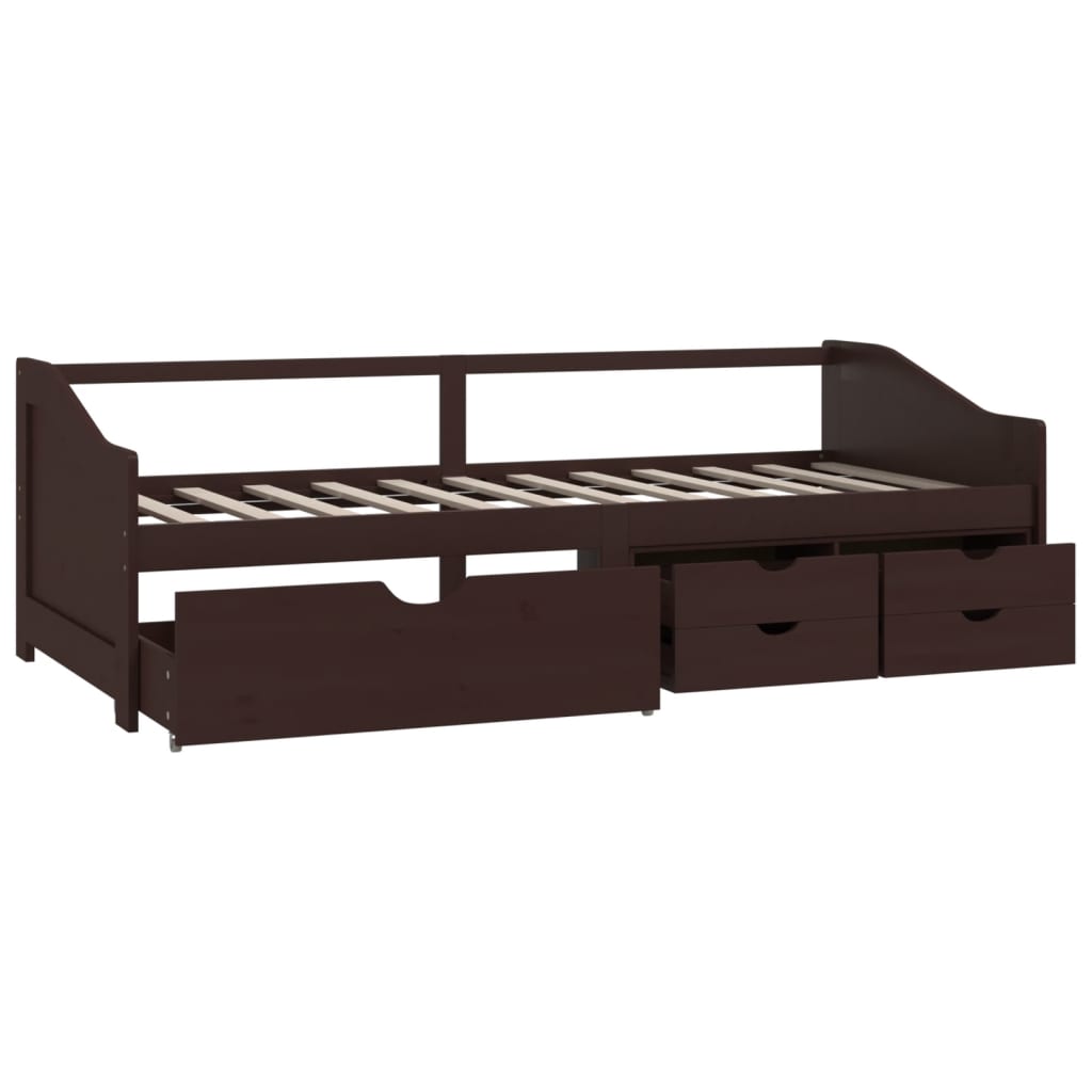 Bedbank 3-Zits Met Lades Grenenhout 90X200 Cm Donkerbruin