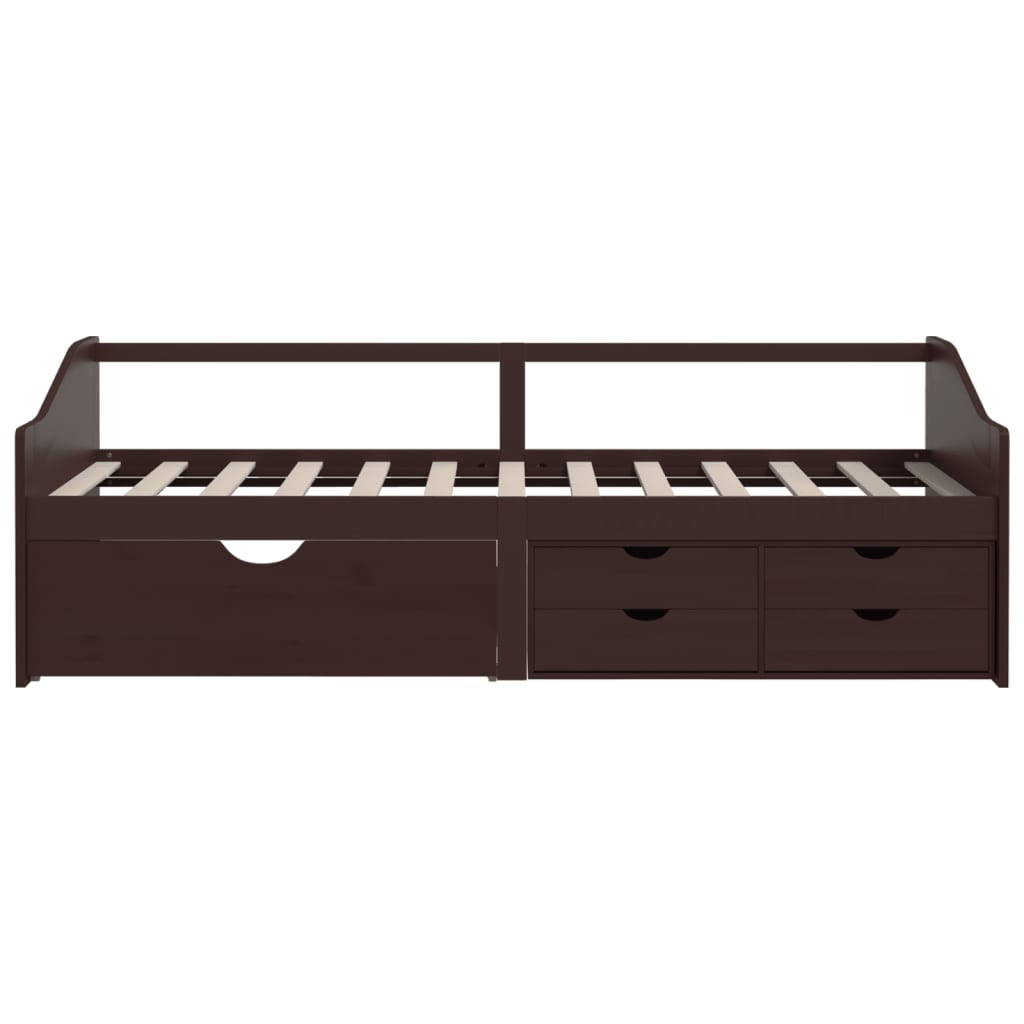 Bedbank 3-Zits Met Lades Grenenhout 90X200 Cm Donkerbruin