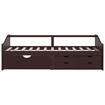 Bedbank 3-Zits Met Lades Grenenhout 90X200 Cm Donkerbruin