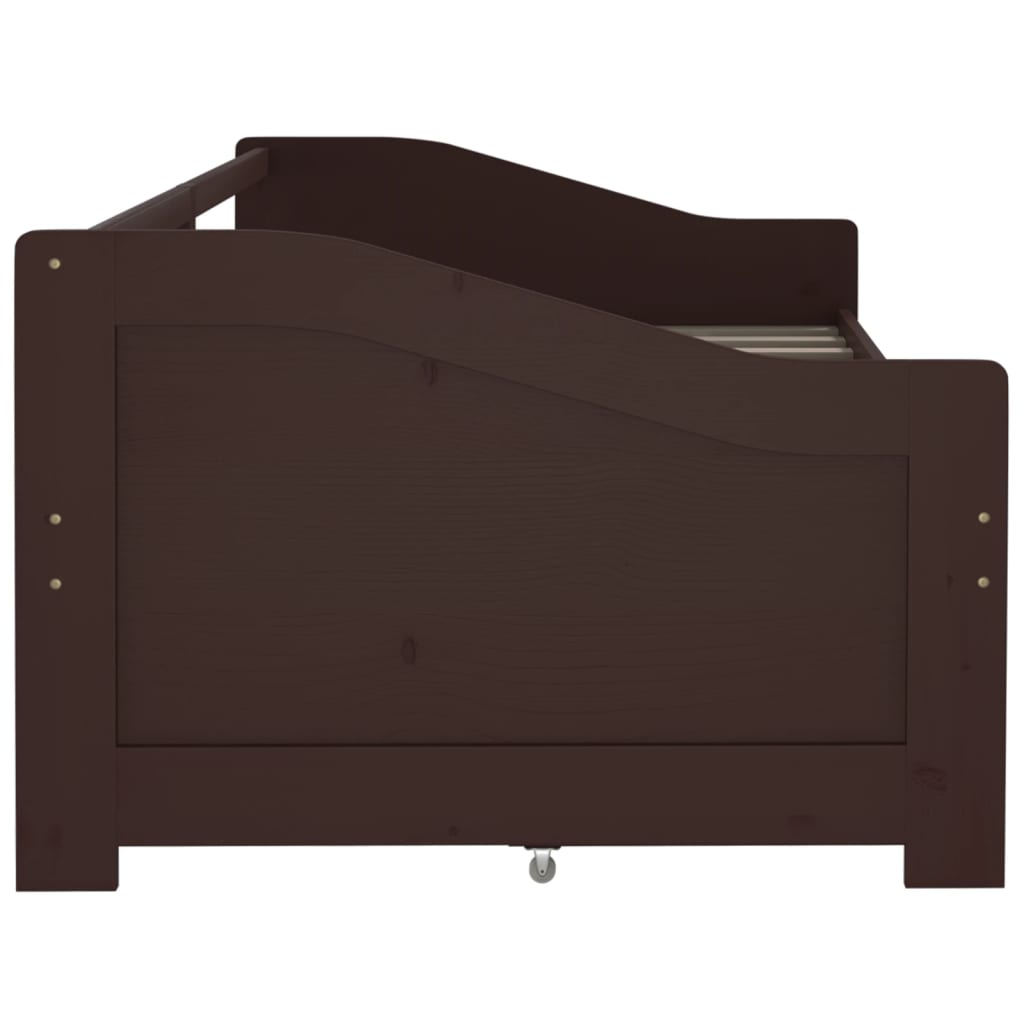 Bedbank 3-Zits Met Lades Grenenhout 90X200 Cm Donkerbruin